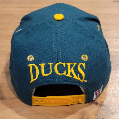 Vintage Oregon Ducks Hat The Game Wool Arch Spell Out Snapback Green 90s