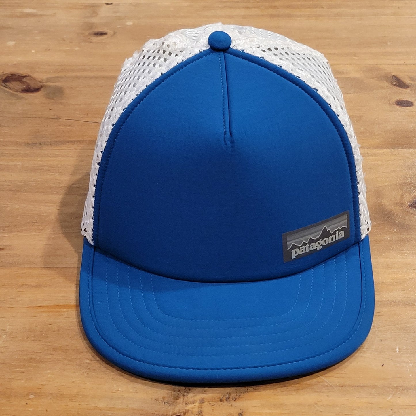 Patagonia Duckbill Trucker Hat Blue White Mesh Running Cycling Trail Cap OS