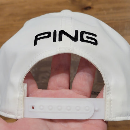Ping Hat Cap snapback White Black Spell Out Logo 110 Flex Adjustable Golf