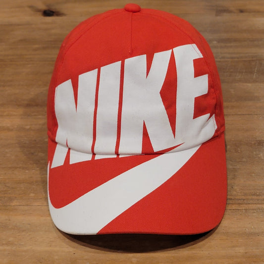 Nike Hat Cap Snapback Orange White Big Logo Spell Out Swoosh One Size Heritage86