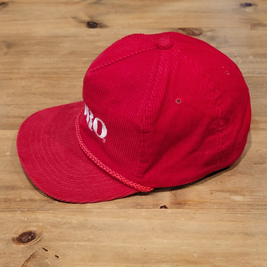 Vintage Toro Corduroy Hat Cap Snapback Red Rope Mower Equipment 90s One Size