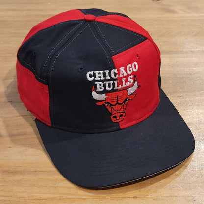 Vintage Chicago Bulls Hat Snapback Drew Pearson Twill Patchwork Zig Zag 90s NBA