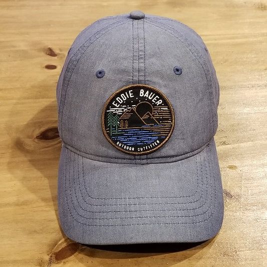 Eddie Bauer Hat Round Circle Patch Mountain Lake Outdoor Logo Hiking Camping