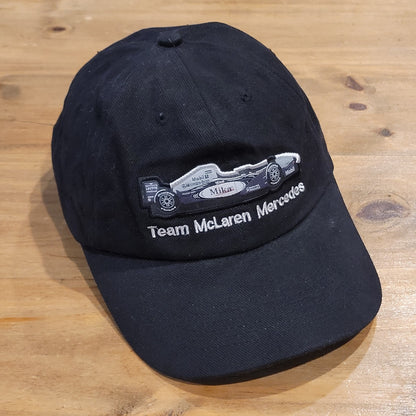 Vintage Team Mclaren Mercedes Hat F1 Race Car Black Mika West EP Y2K 90s