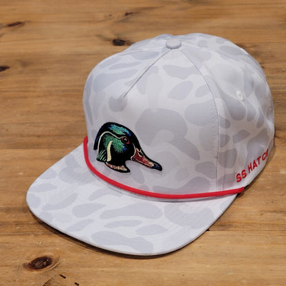 Southern String Hat Co Snapback Gray White Camouflage Duck Mallard Hunting