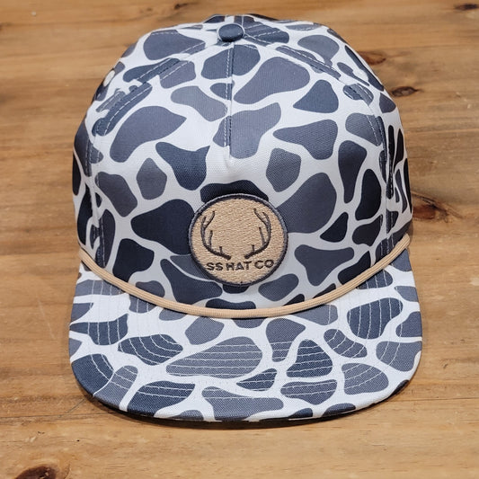 Southern String Hat Co Snapback Gray Camo Camouflage Rope Hunting Deer Patch