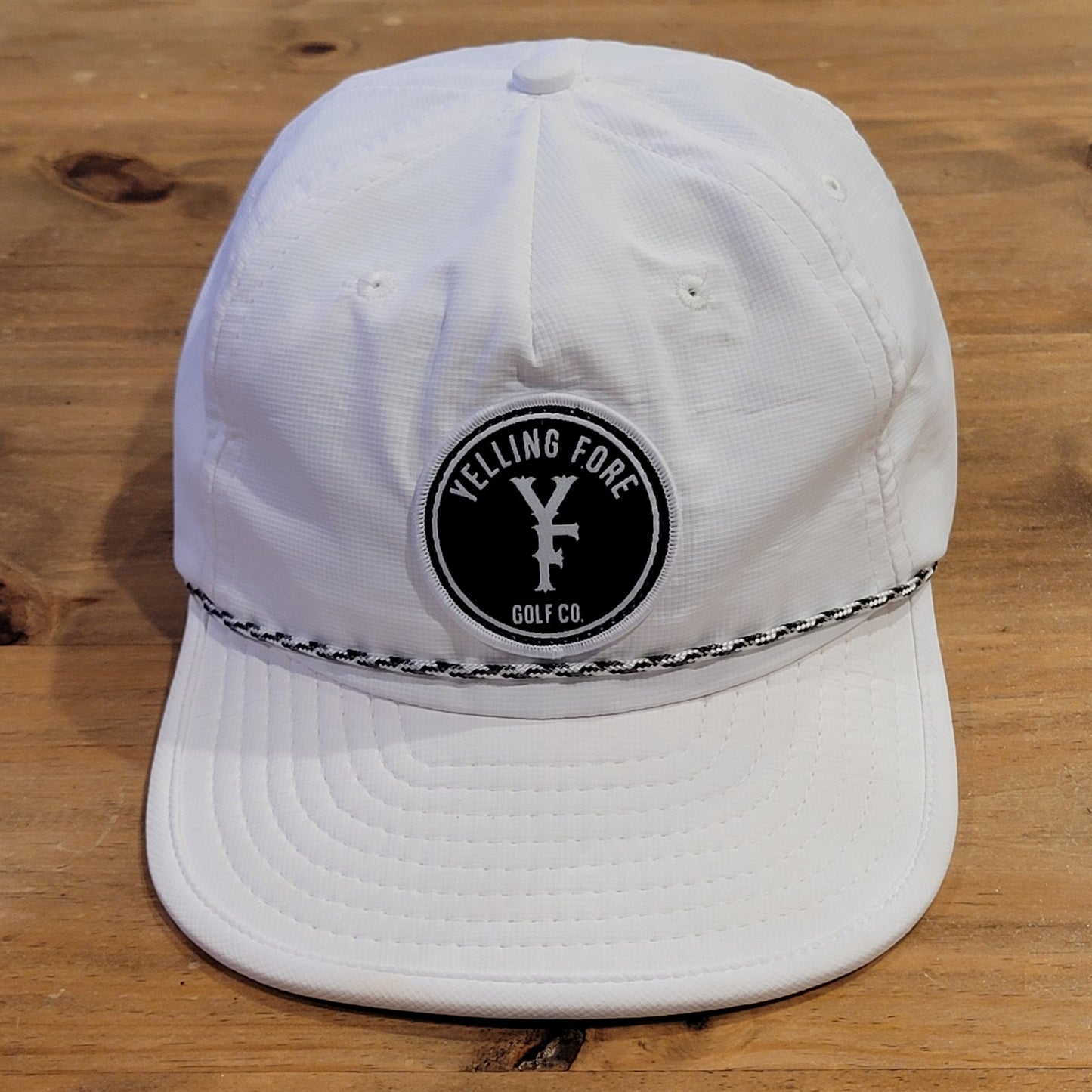 Yelling For Golf Co Hat Snapback White Rope Round Circle Patch YF Golfer