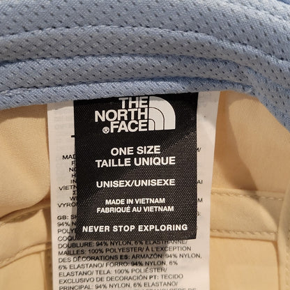 The North Face 5 Panel Hat Cap Beige Blue Lightweight Nylon Hiking Running