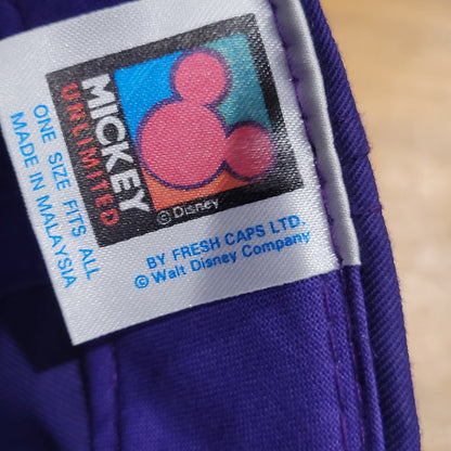 Vintage Mickey Mouse Hat Snapback Purple Yellow Disney Block Spell Out One Size