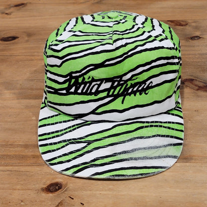 Vintage Wild Thyme Hat Snapback Green White Zebra Tiger Stripe 80s 90s Made USA
