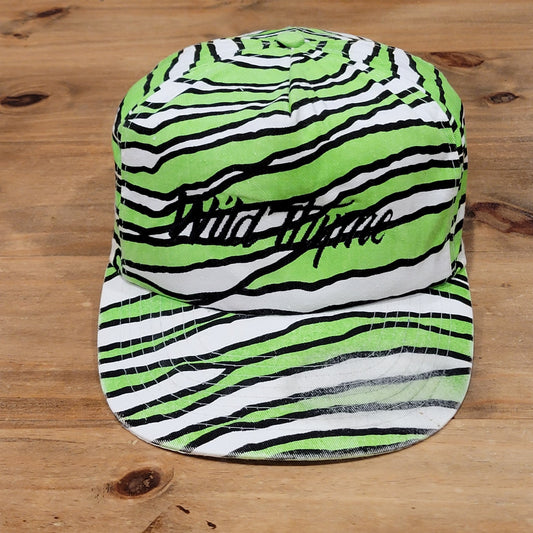 Vintage Wild Thyme Hat Snapback Green White Zebra Tiger Stripe 80s 90s Made USA