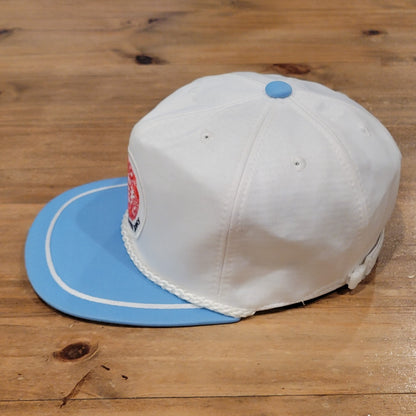 Vintage Chinese Lucky Patch Trucker Hat Retro Adjustable Zip Back 80s 90s Rope