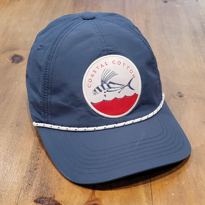 Coastal Cotton Hat Cap Snapback Rope Flying Fish Logo Patch Fishing One Size