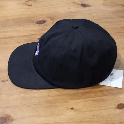 Cold World Black Baseball Cap Hat Purple Rabbit Embroidered Logo Adjustable NWT