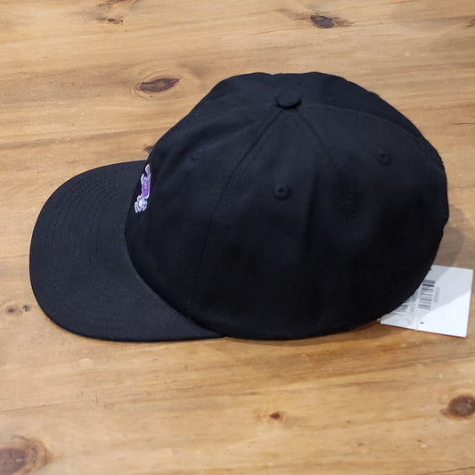 Cold World Black Baseball Cap Hat Purple Rabbit Embroidered Logo Adjustable NWT