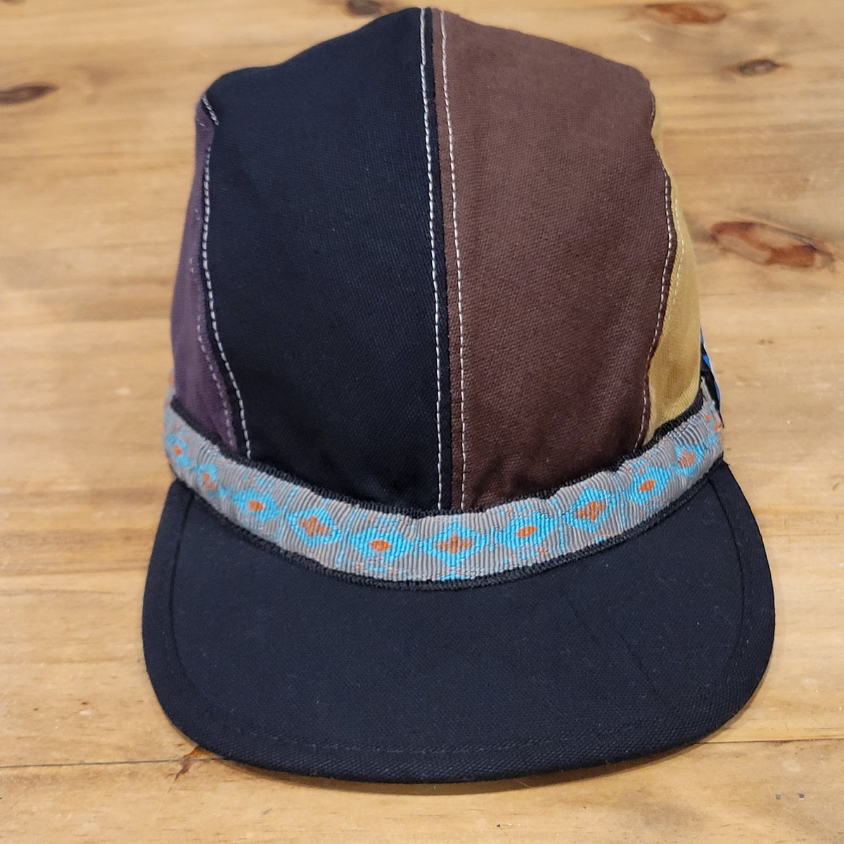 Kavu Hat Cap Strap Back Brown Black Canvas One Size Made USA Hiking Outdoor
