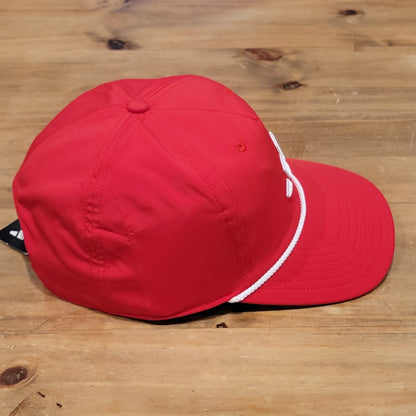 Adidas Golf Hat Cap Snapback Red White 3 Stripe Logo Rope Tour 5 Panel One Size
