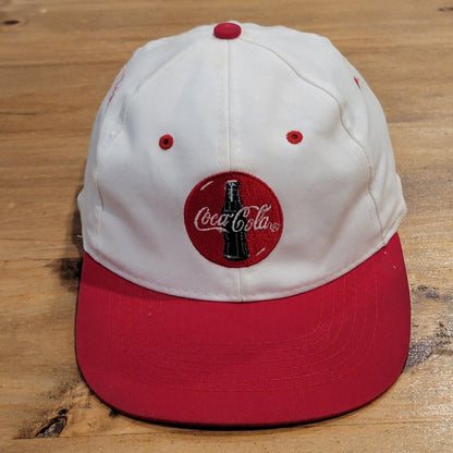 Vintage Coca Cola Hat Snapback 90s Sportsman Soda Pop White Red Coke Drink