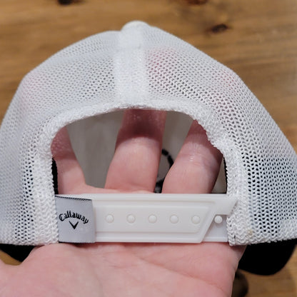 Callaway Golf Snapback Hat Cap White Mesh Back Trucker Golfer G Ball Logo