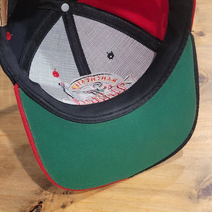 Vintage Machester United Hat Snapback Black Red FC Split Man UTD 90s Wool Blend