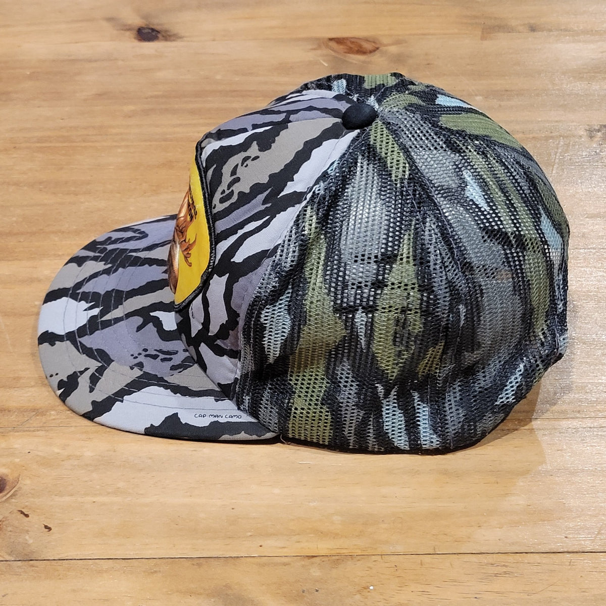 Vintage Carcross Yukon Moose Hunting Camo Camouflage Trucker Hat 80s Patch