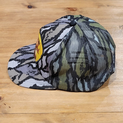Vintage Carcross Yukon Moose Hunting Camo Camouflage Trucker Hat 80s Patch
