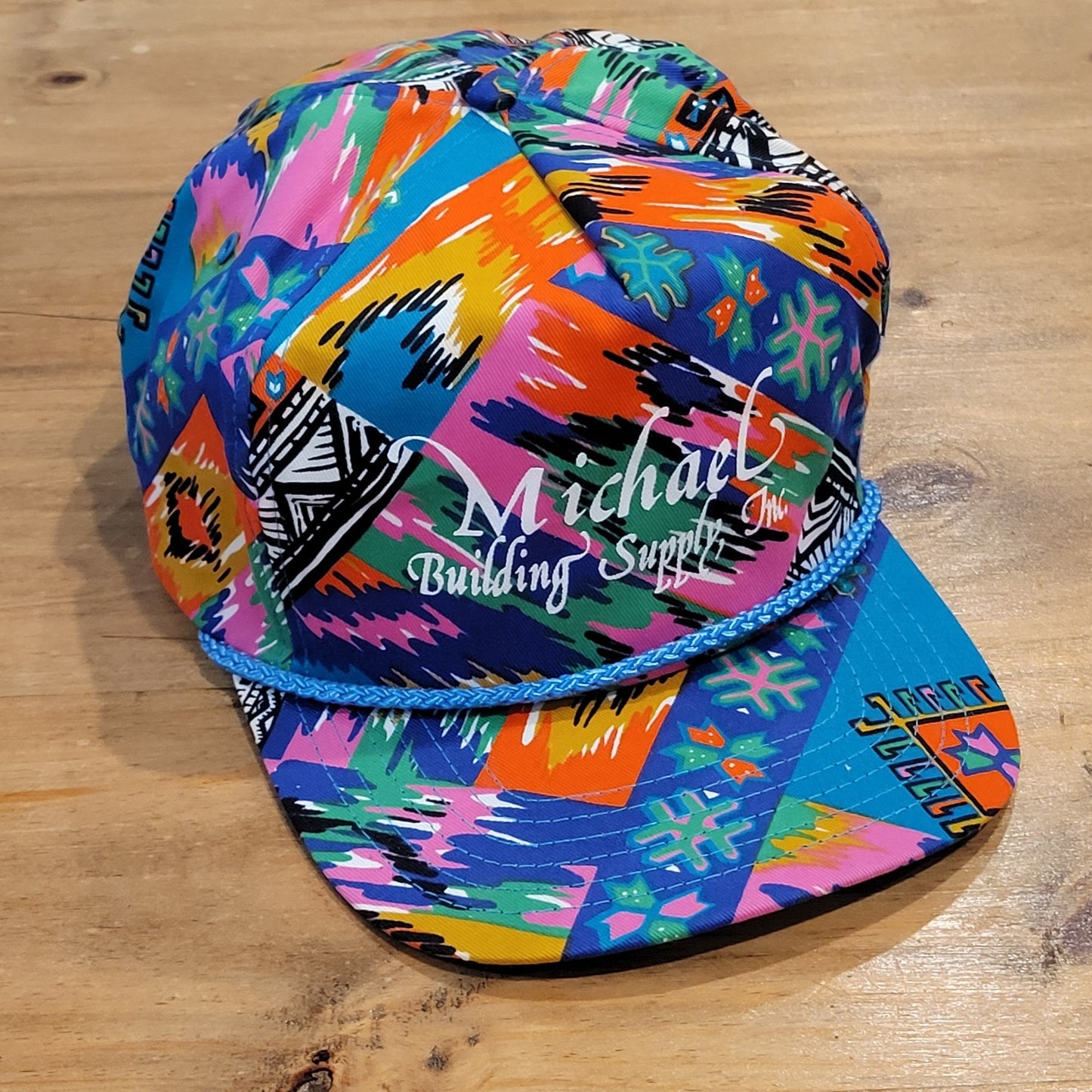 Vintage Construction Hat Southwest AOP Allover Floral Rope 90s Y2K Michael Build