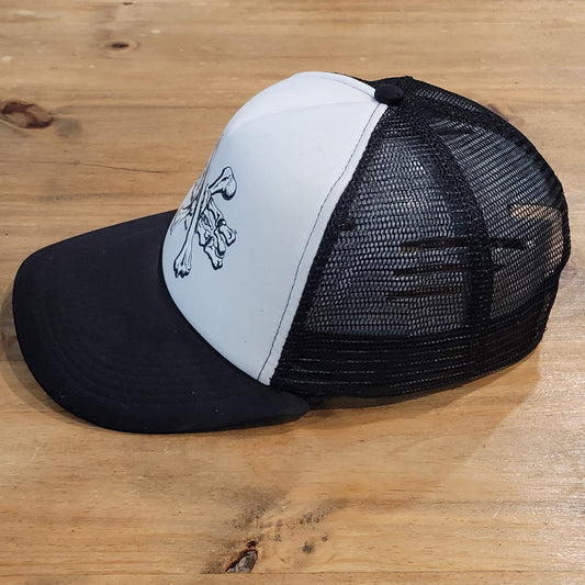 Powell Peralta Cross Bones Trucker Cap Snapback Skater Skateboarding Black White