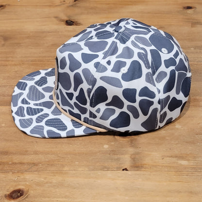 Southern String Hat Co Snapback Gray Camo Camouflage Rope Hunting Deer Patch