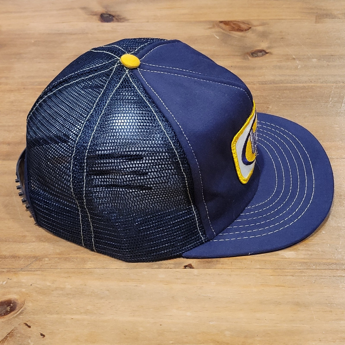 Vintage Bandag Tire Trucker Hat Snapback Blue Swingster Made USA Car Truck
