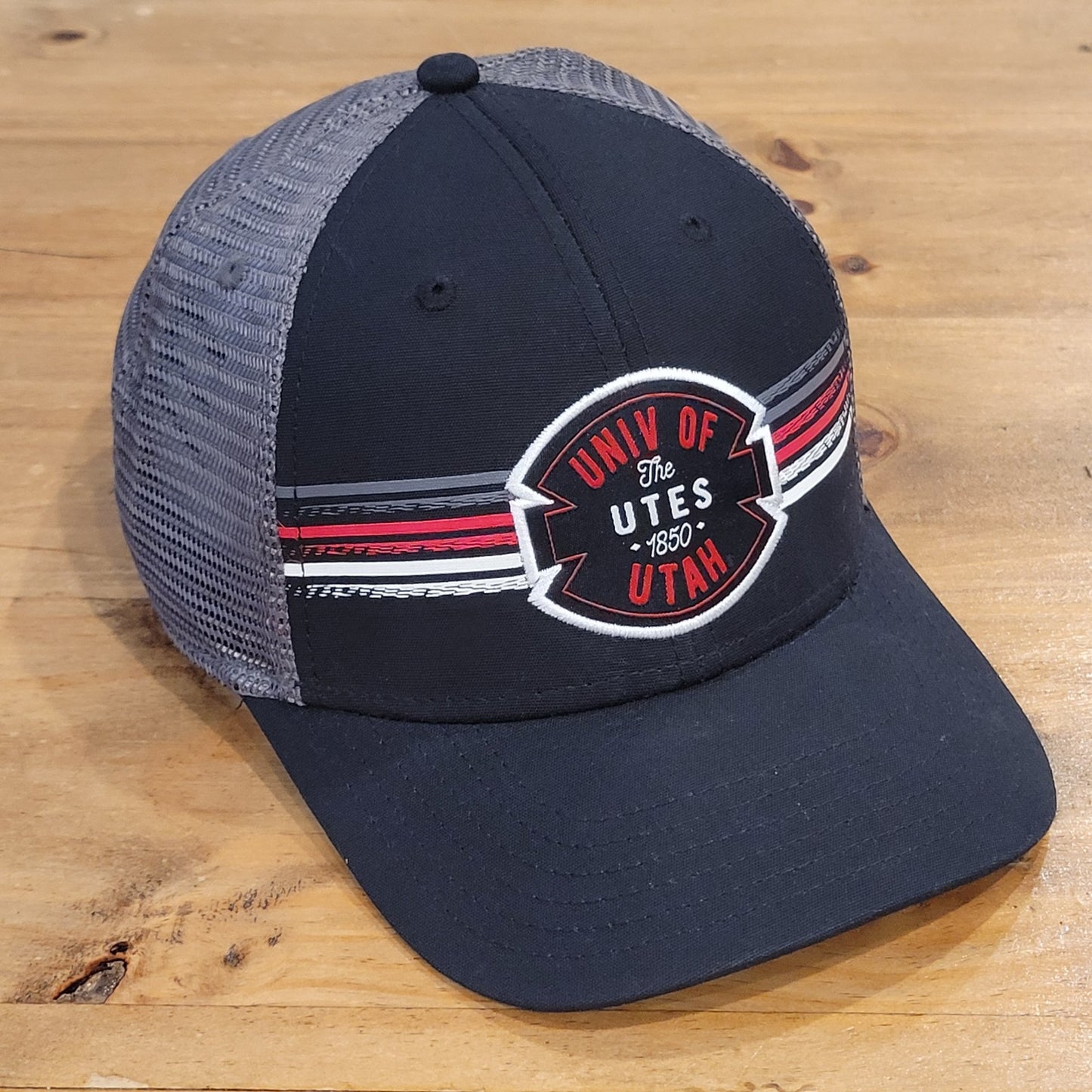 Utah Utes Hat Snapback Black Gray Top of World Striped College One Size