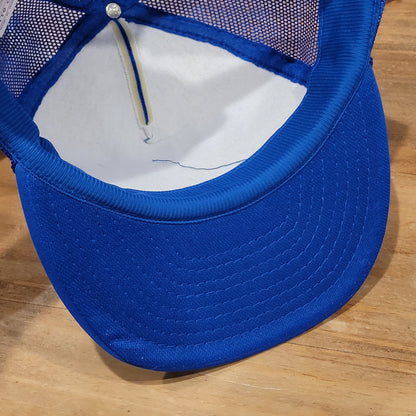 Vintage Rattlers' Hat Snapback Trucker 80s 90s Blue Red Spell Out