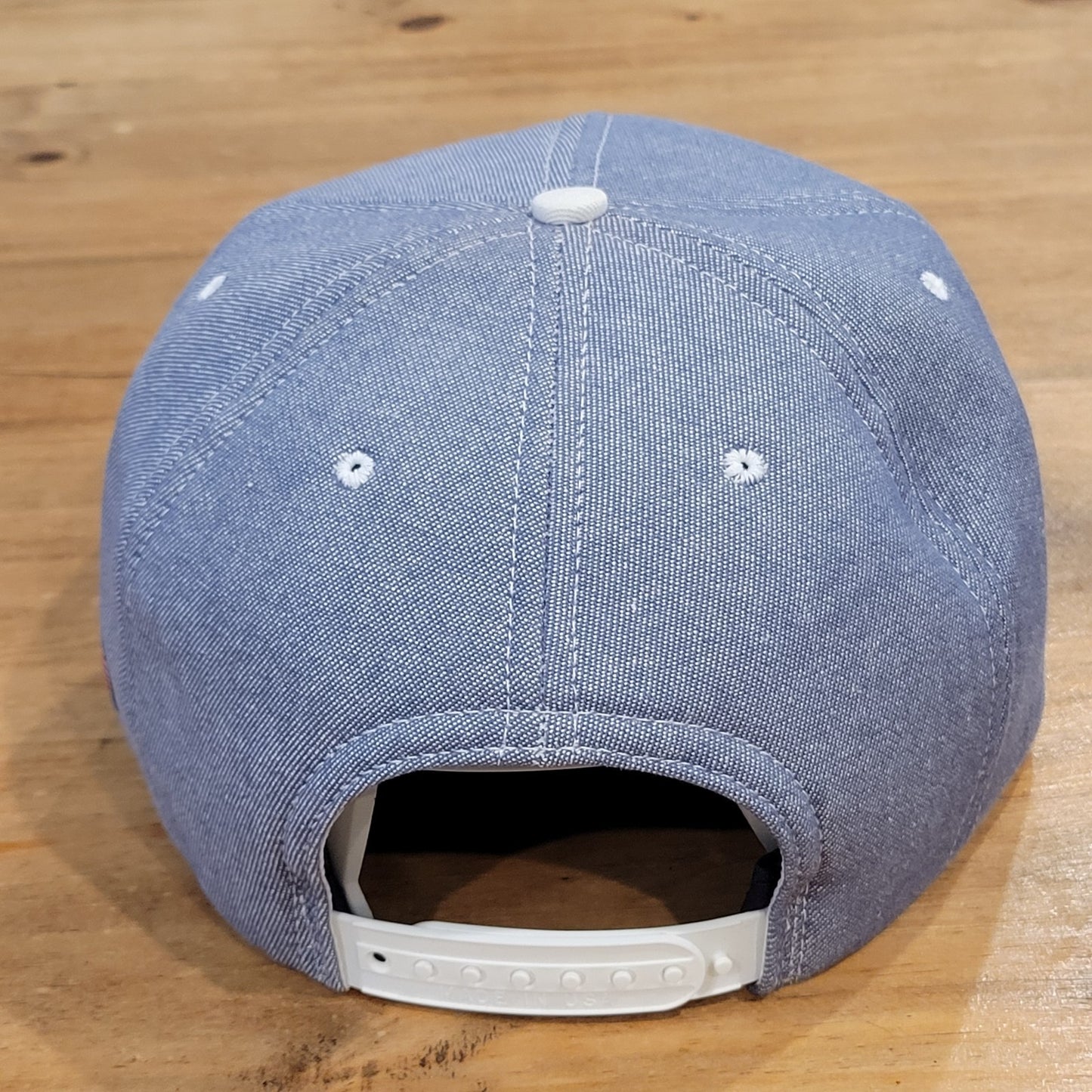 Vintage Irving Materials Denim Trucker Hat Snapback Big Patch imi Made USA Foam