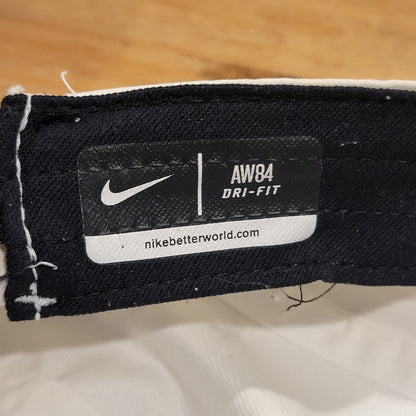 Nike AW84 Hat Cap Strap Back White Black Swoosh Running Outdoor One Size Dri-Fit