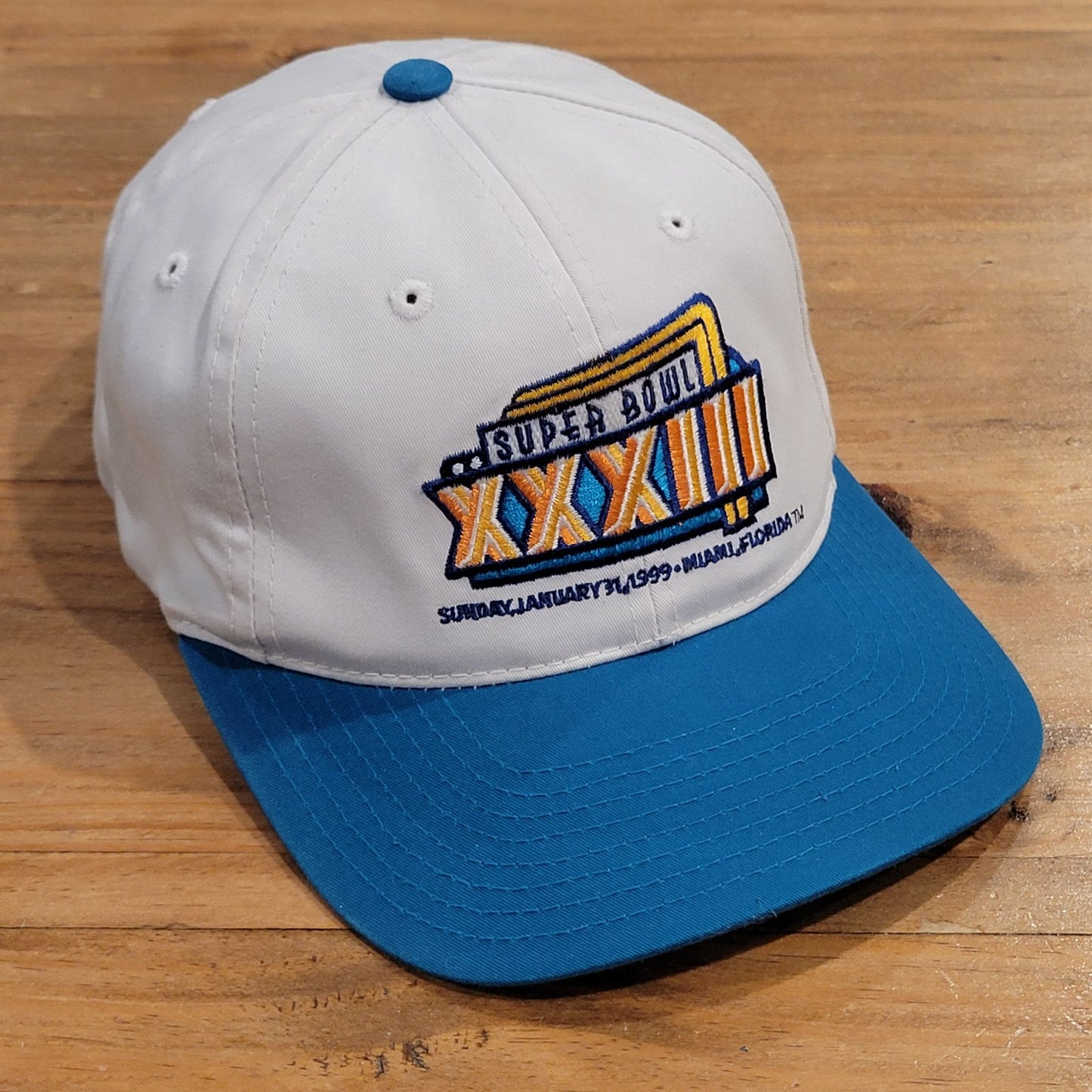 Vintage Super Bowl XXXIII Hat Snapback Black ANNCO Denver Broncos Miami FL White