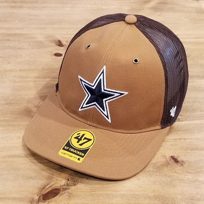 Dallas Cowboys Carhartt Hat Snapback 47 Brand Trucker Brown Canvas NFL One Size