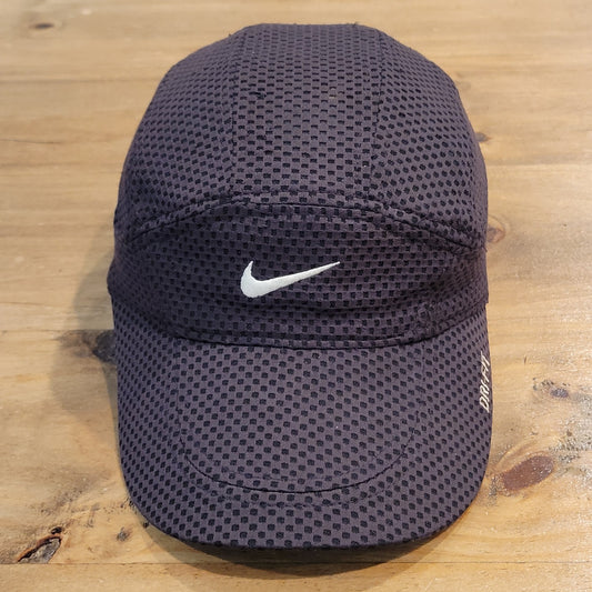 Vintage Nike Tailwind Panel Hat Cap Strap Back Black Y2K 90s Swoosh Running