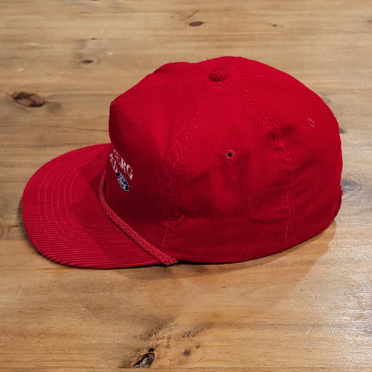 Vintage Ford Corduroy Hat Red Rope Newberg 80s 90s Car Truck Dealer One Size