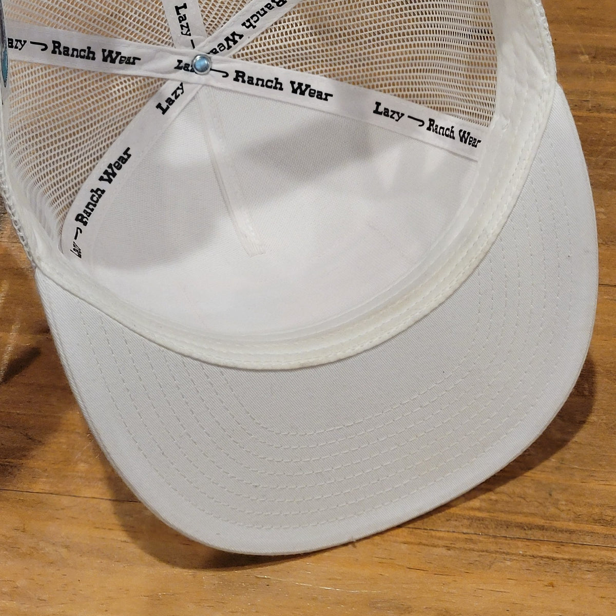 Lazy J Ranch Wear Snapback Trucker Hat White Big Patch Western Cowboy Farm
