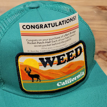 Bart Bridge Weed California Pocket Patch Stash Green Trucker Big Patch Deer