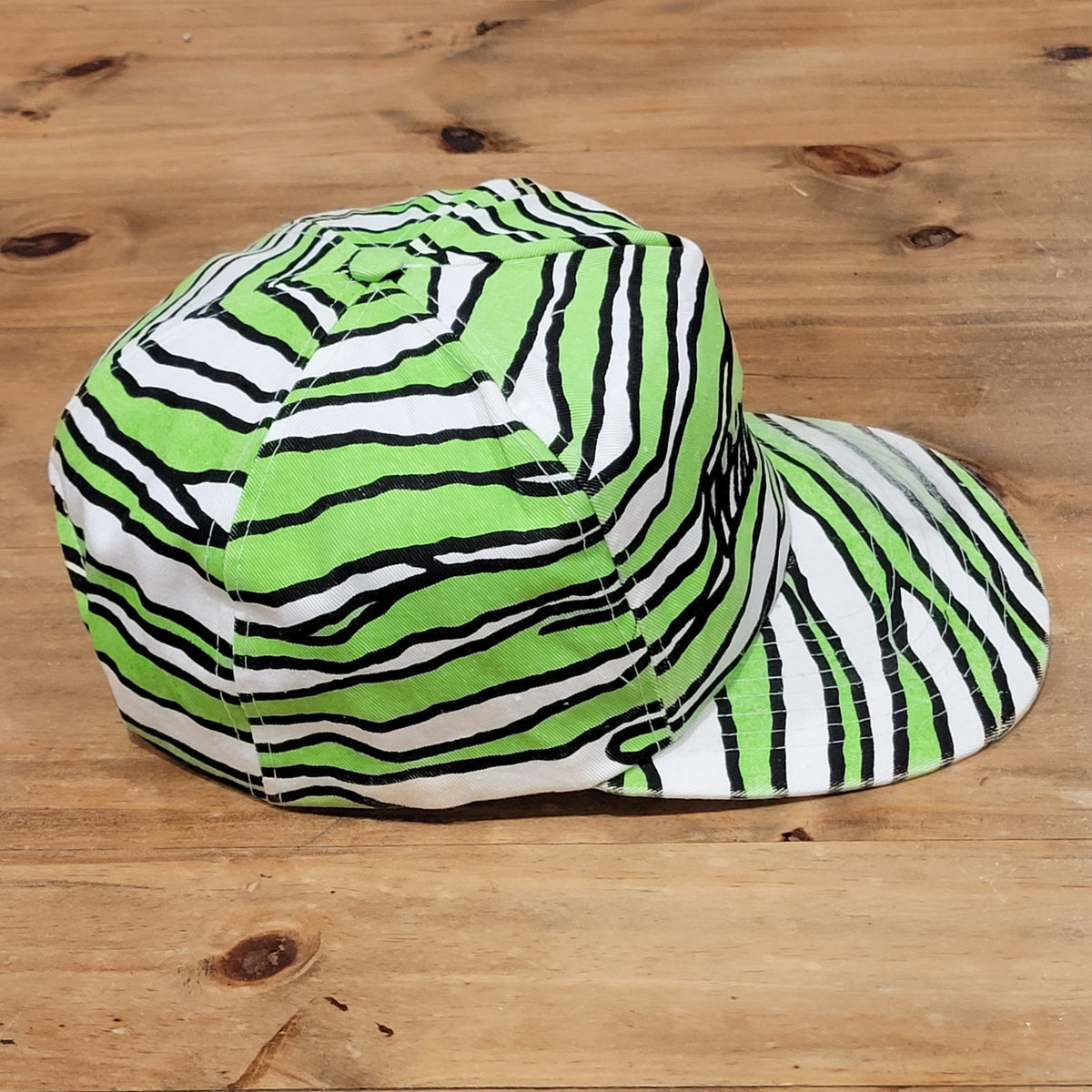 Vintage Wild Thyme Hat Snapback Green White Zebra Tiger Stripe 80s 90s Made USA