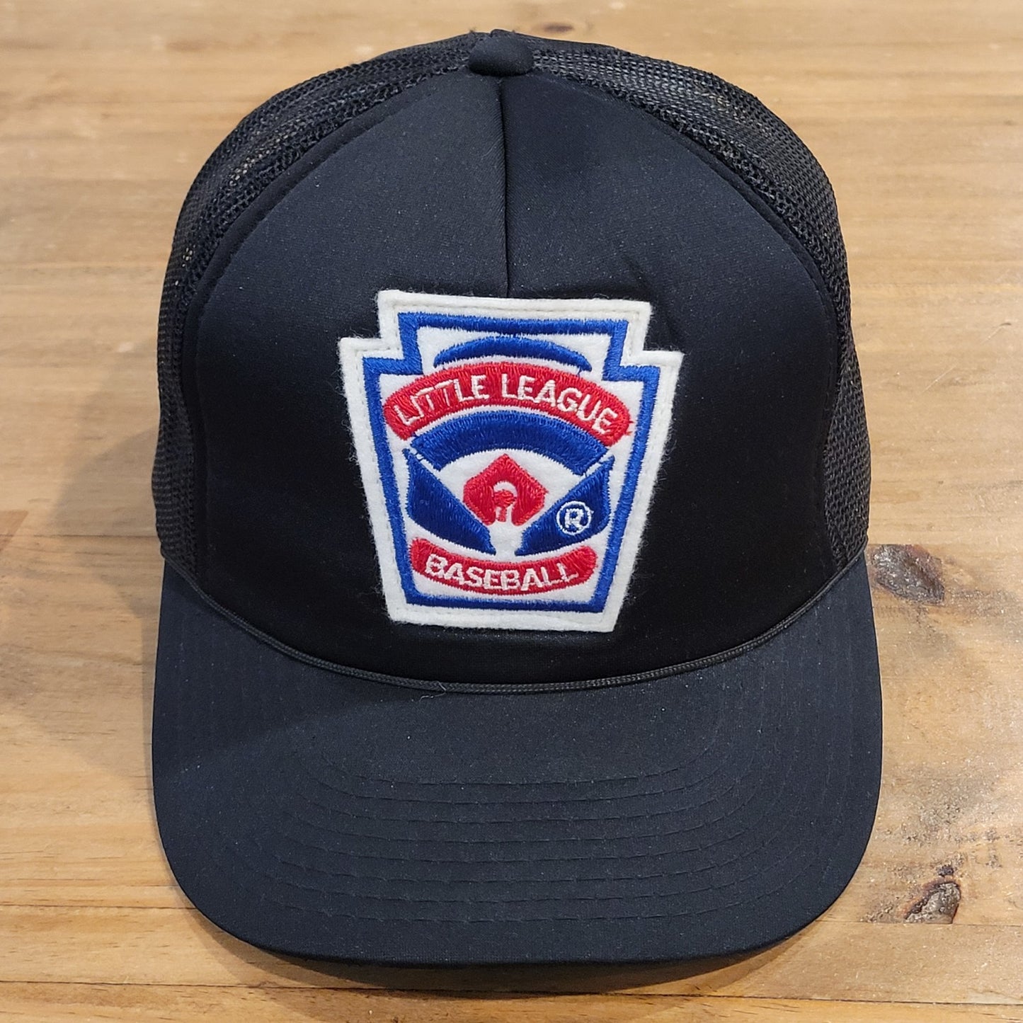 Vintage Little League Baseball Trucker Hat Snapback Black Patch Youngan One Size