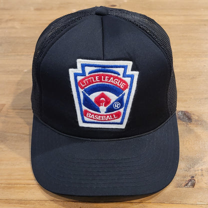 Vintage Little League Baseball Trucker Hat Snapback Black Patch Youngan One Size
