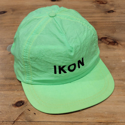 Vintage IKON Office Solutions Hat Strap Back Nylon 80s Green Neon One Size