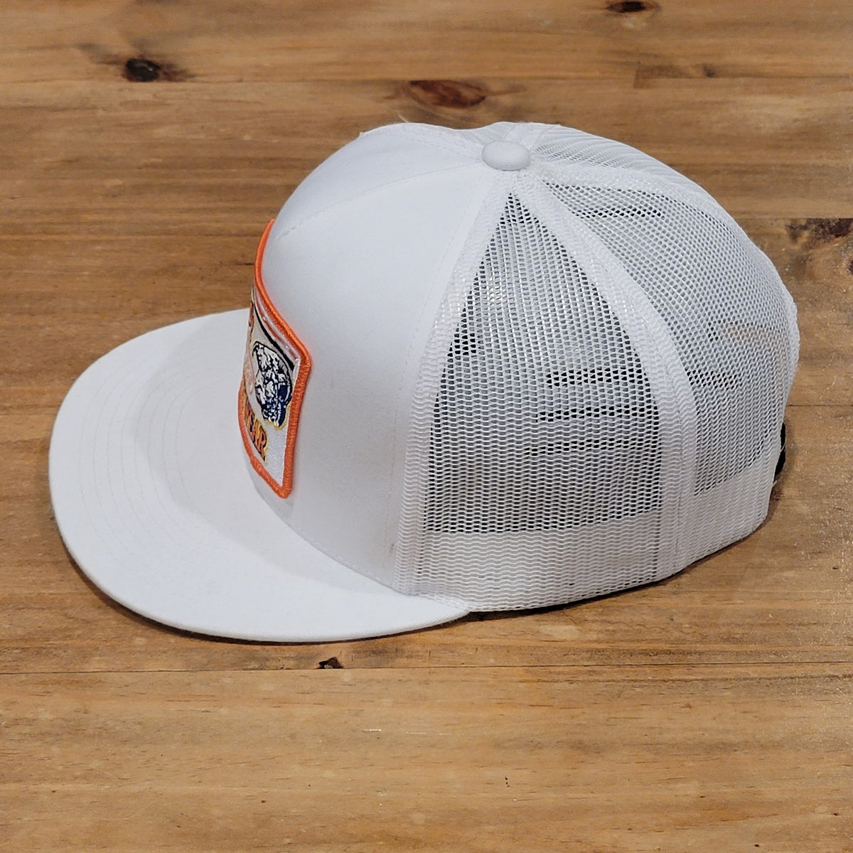 Lazy J Ranch Wear Snapback Trucker Hat White Big Patch Western Cowboy Farm