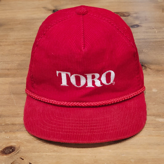 Vintage Toro Corduroy Hat Cap Snapback Red Rope Mower Equipment 90s One Size