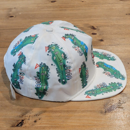 Vintage Ko Olina Hawaii Made USA Golf Course AOP Allover Hat Rope Map Cap