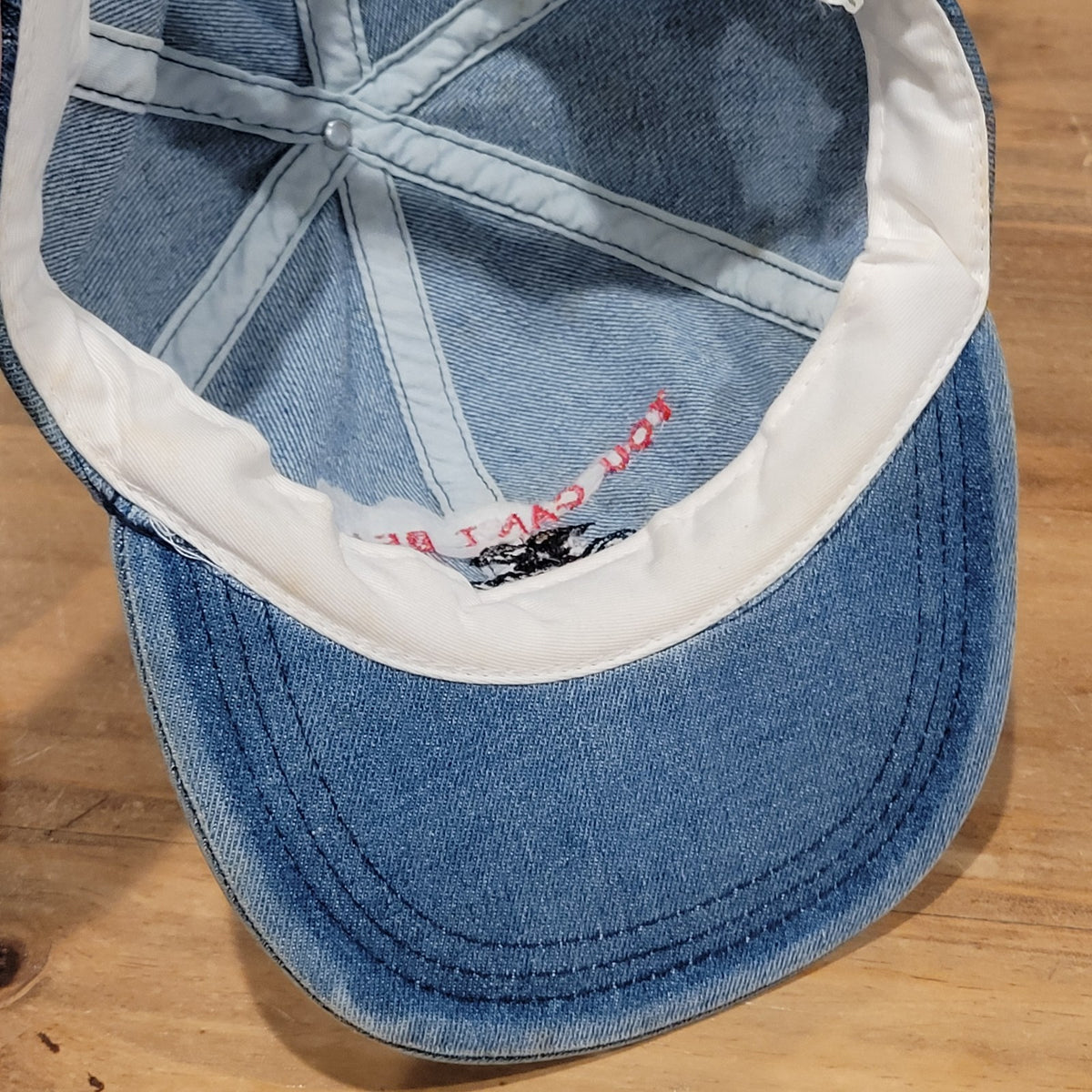 Vintage Miller Genuine Draft Denim Hat Leather Strap Back 90s You Cant Beat Beer
