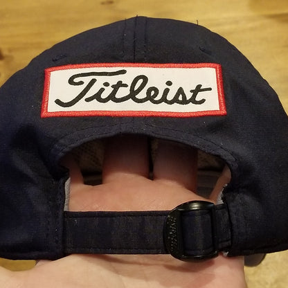 Titleist Hat Cap Strap Back Blue Silver Spell Out Script Lightweight Golf