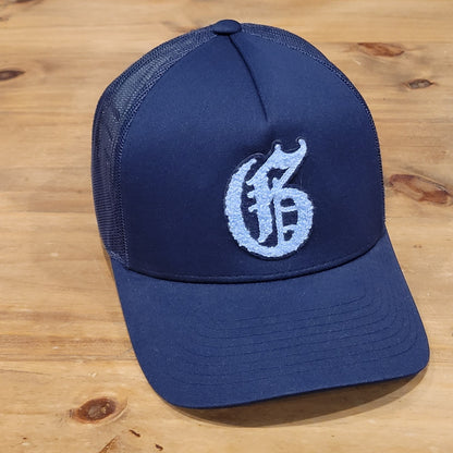Greyson Snapback Hat Cap Mesh Back Trucker G Old English Logo Patch One Size